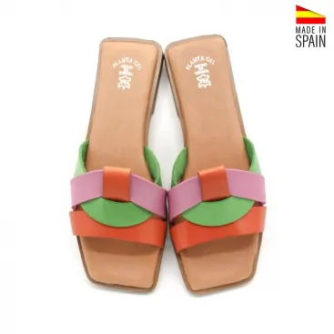 sandalias multicolor piel