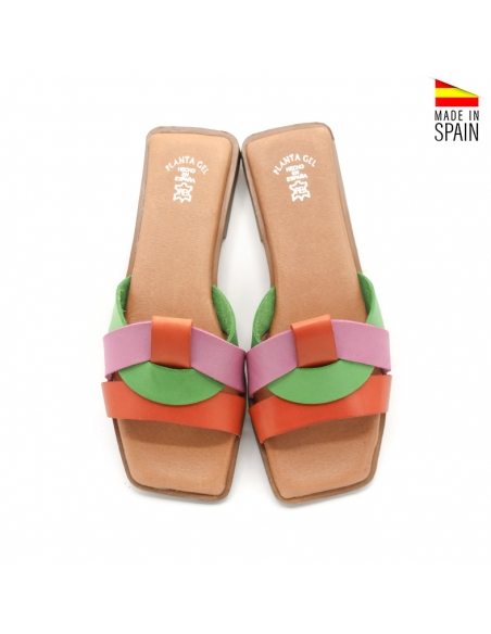 sandalias multicolor piel