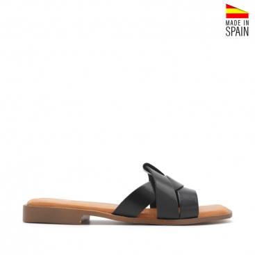 sandalias negras piel mujer