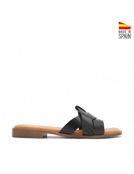 sandalias negras piel mujer