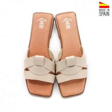 sandalias beige piel