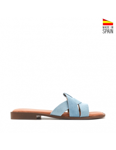 sandalias planas azules