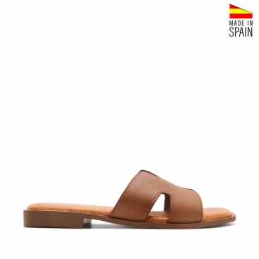 sandalias marrones piel planas