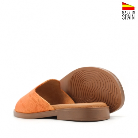mules naranjas piel