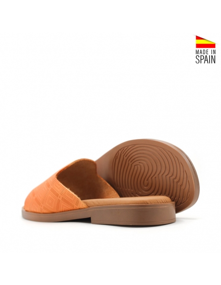 mules naranjas piel