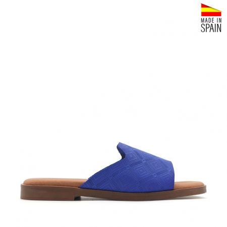 mules azules piel