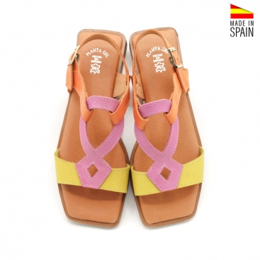 sandalias multicolor rosa