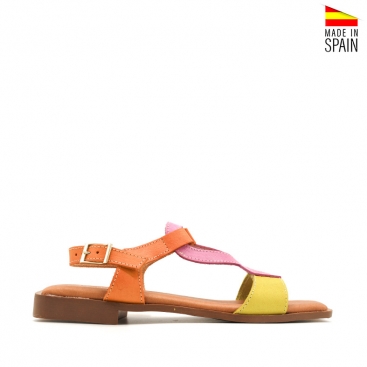 sandalias multicolor naranja