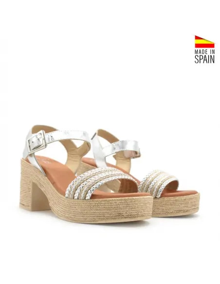 sandalias plateadas mujer