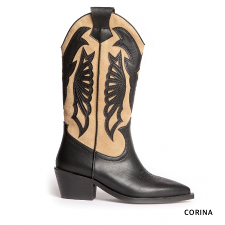 botas negras cowboy mujer