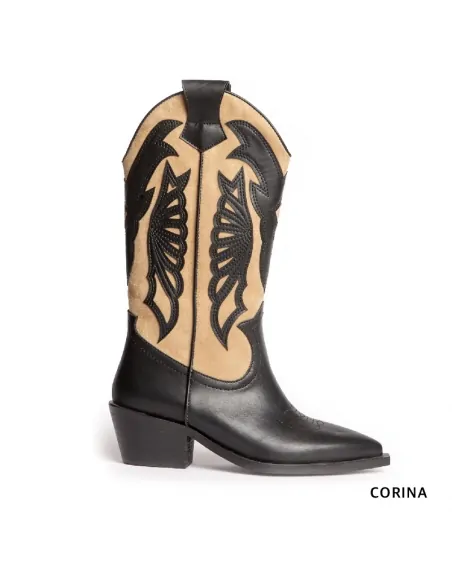 botas negras cowboy mujer