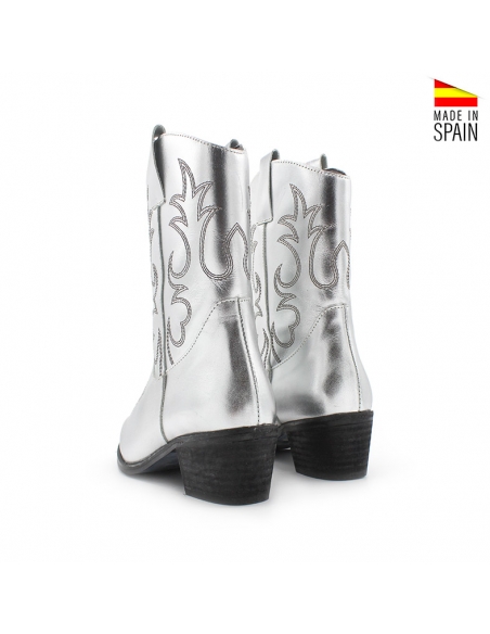 botin cowboy plateado