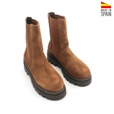 Suela Track Botines Chelsea Beige Botín Chelsea Track Camel