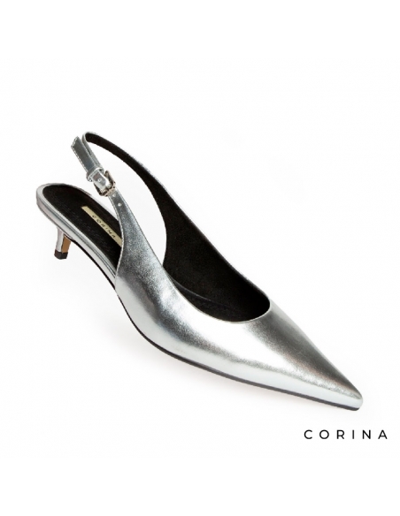 zapatos tacon bajo plata