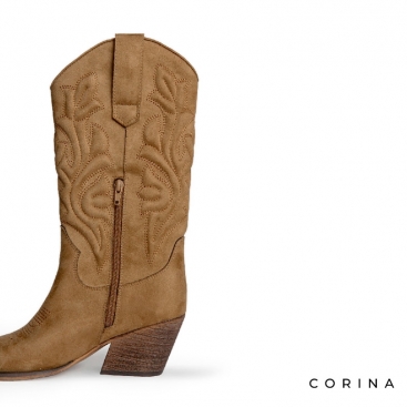 Botas western acolchadas camel