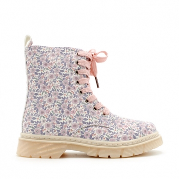 Botas Militar Niña con flores