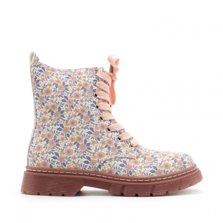 Botas Militares Niñas con flores