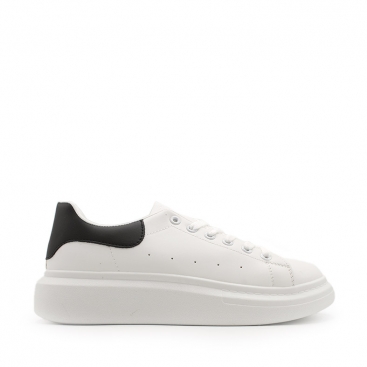 Zapatilla con plataforma unisex blanco negro vista lateral