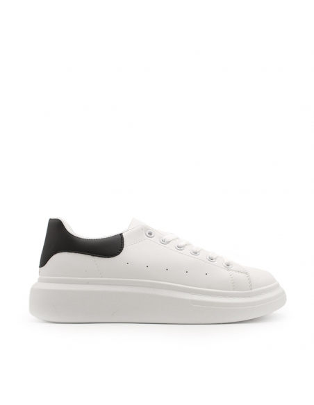 Zapatilla con plataforma unisex blanco negro vista lateral
