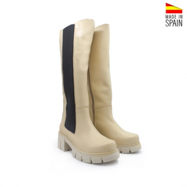 Botas de caña alta beige