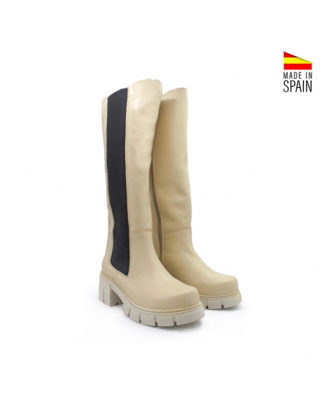 Botas de caña alta beige