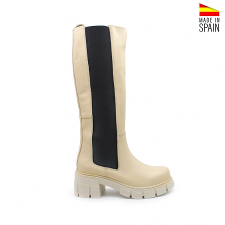 Botas piel beige mujer