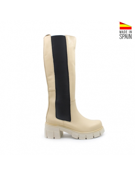 Botas piel beige mujer
