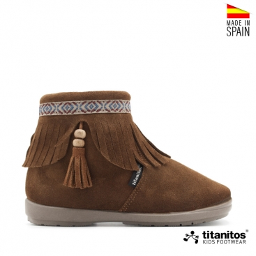 Botines niña serraje camel