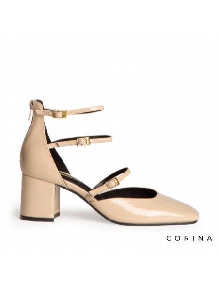 Zapatos tacón nude charol