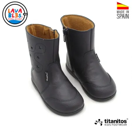 Botas niña piel azul marino