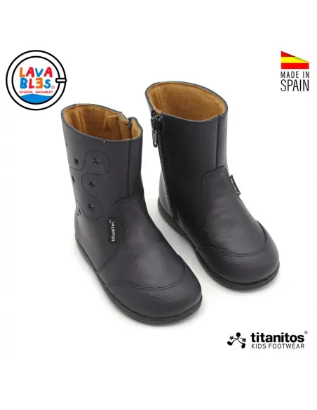 Botas niña piel azul marino