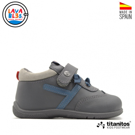 Zapatillas de piel gris para niños