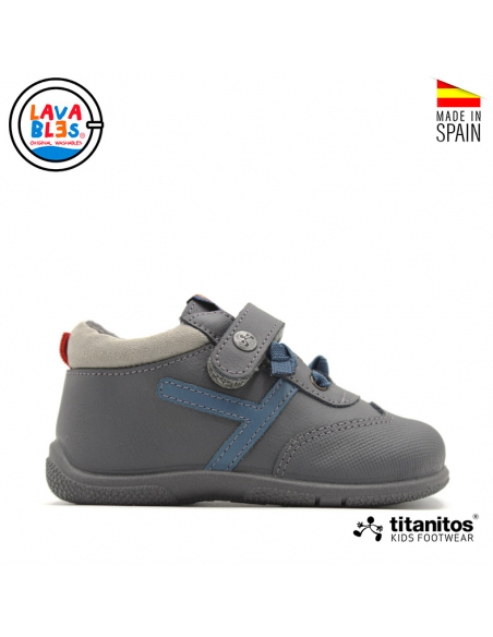 Zapatillas de piel gris para niños