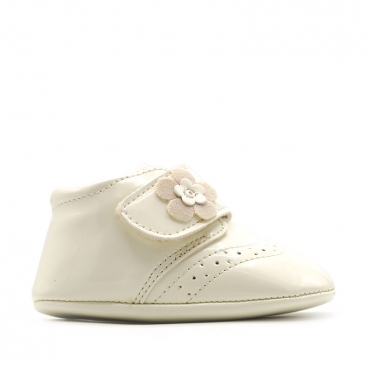 botines bebe charol beige