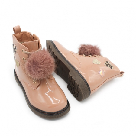 Botines charol niña rosa