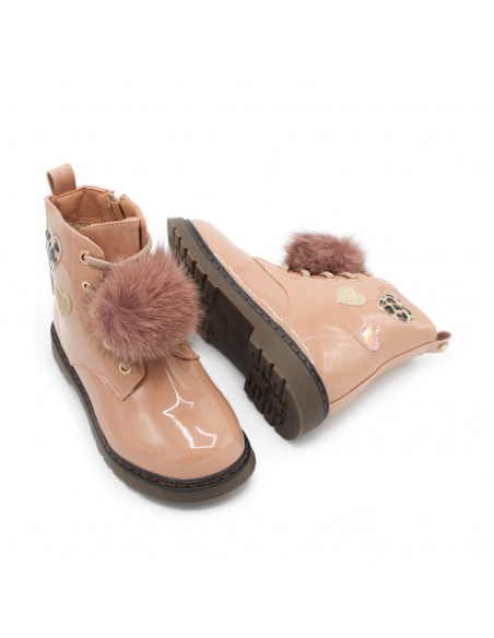 Botines charol niña rosa