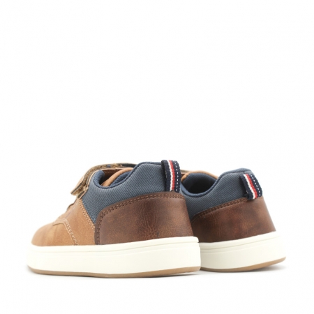 Zapatillas niño con velcro camel