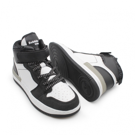 Botines deportivos niño blanco y negro