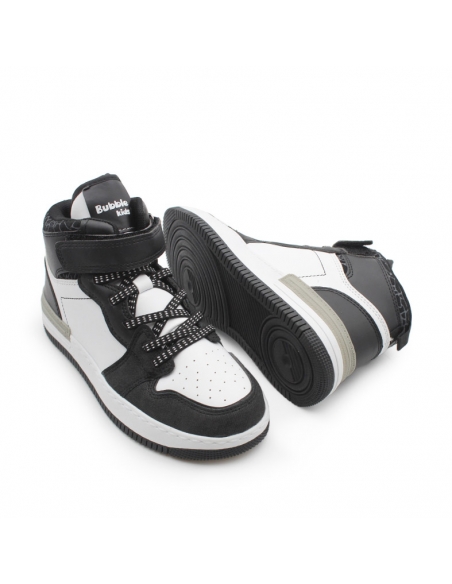 Botines deportivos niño blanco y negro