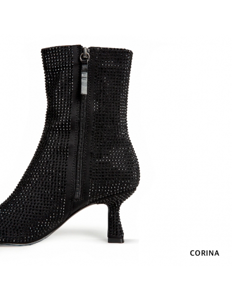 botin negro strass