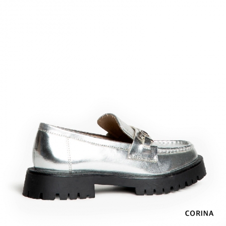 mocasines plateados plataforma​