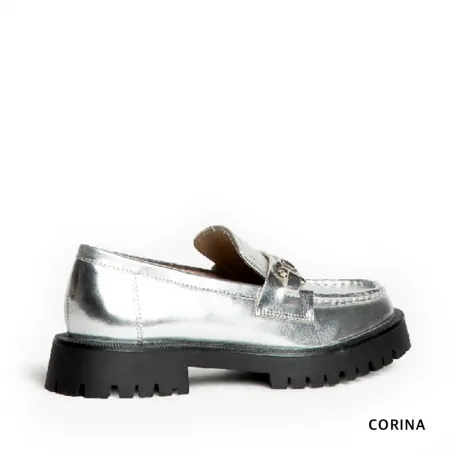 mocasines plateados plataforma​