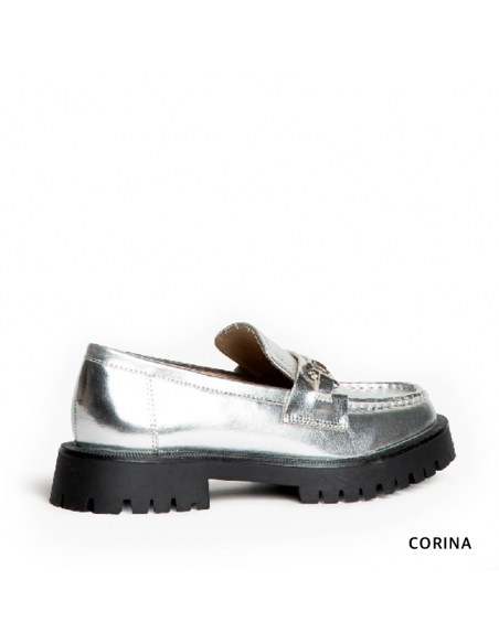 mocasines plateados plataforma​