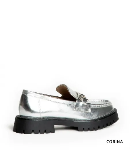 mocasines plateados plataforma​