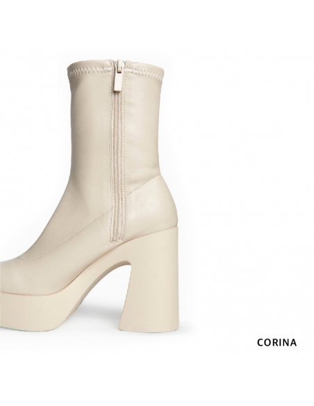 botines tacon plataforma beige