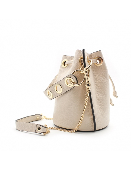 Bolso de piel beige