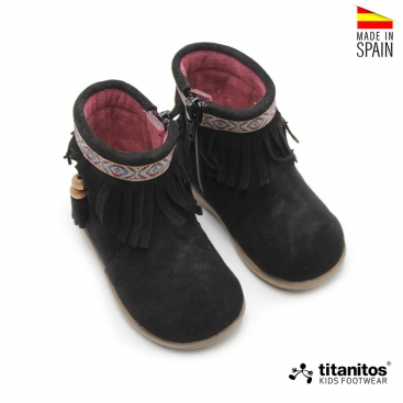 botin piel flecos nina