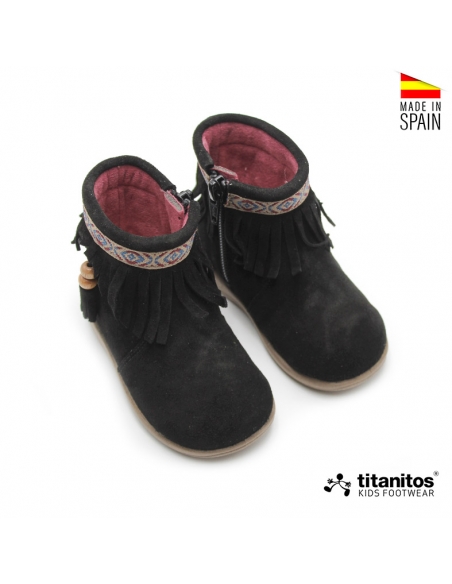 botin piel flecos nina