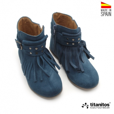 botas azules piel serraje