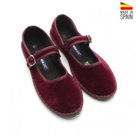 Merceditas de Terciopelo Burdeos para Mamis y Niñas